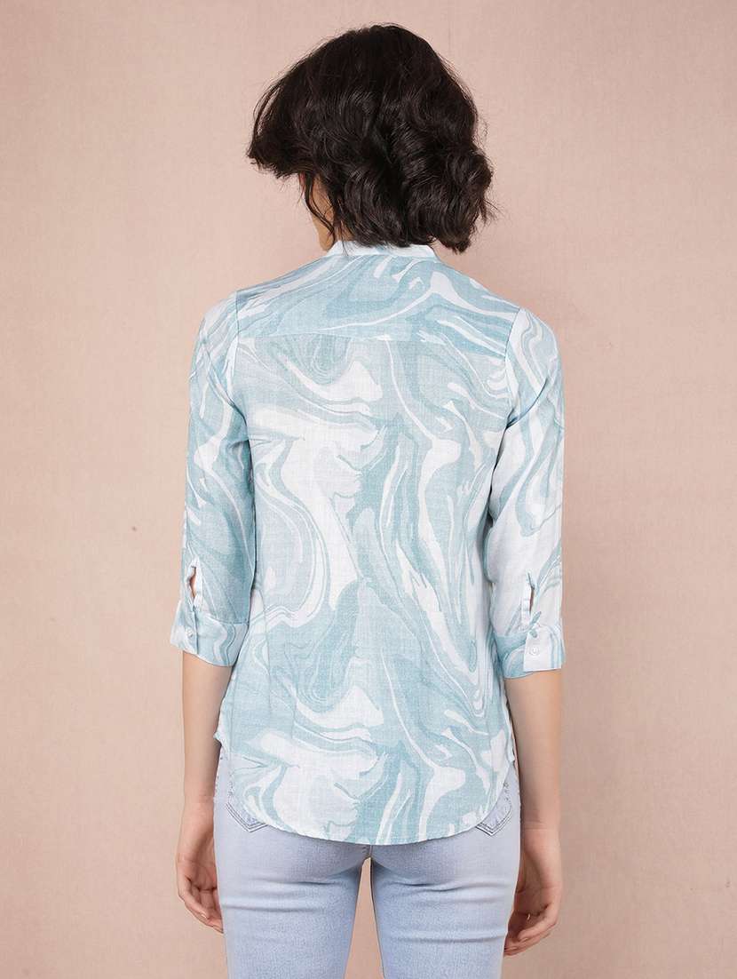 women printed mandarin neck shirt - 21537724 -  Standard Image - 3