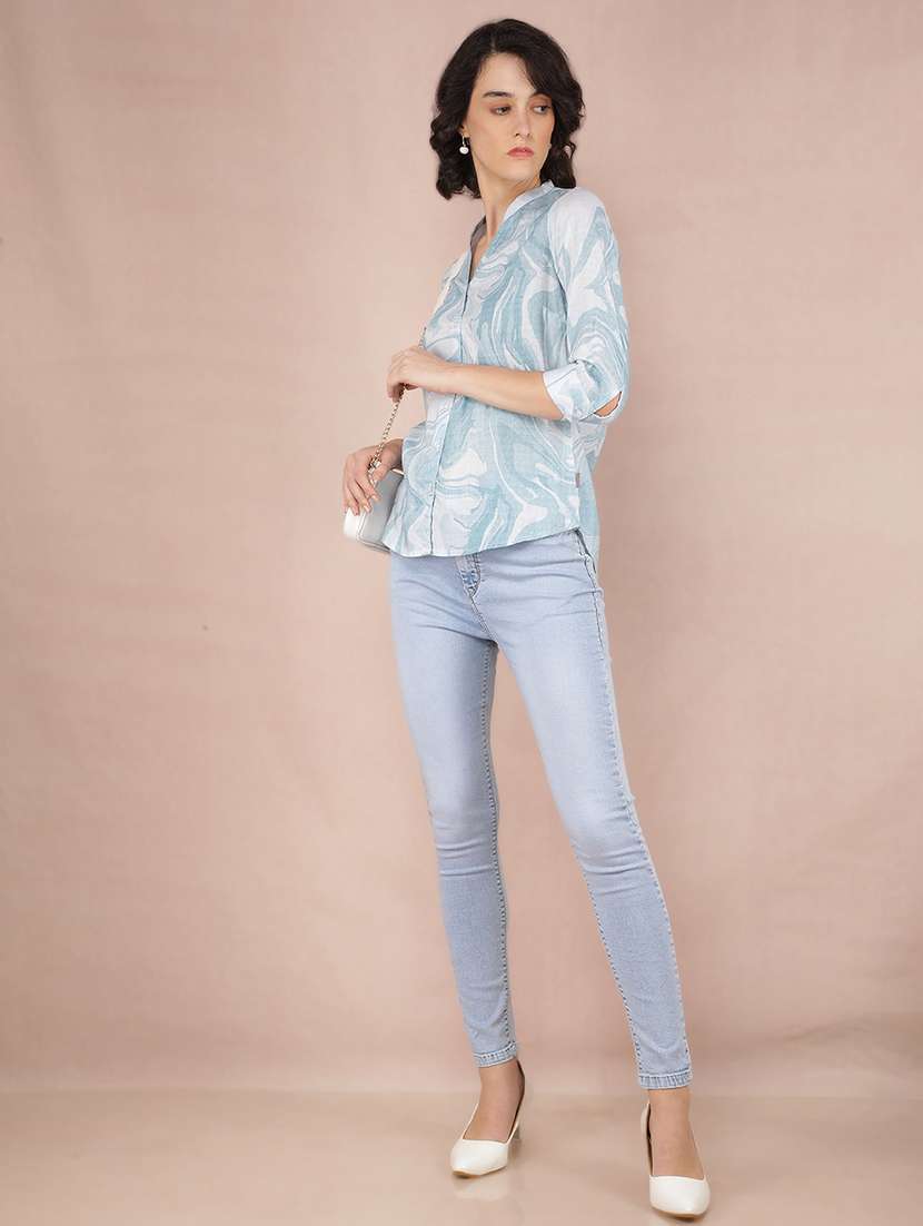 women printed mandarin neck shirt - 21537724 -  Standard Image - 5