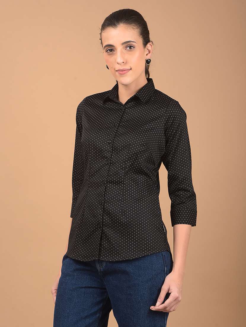 women printed collared shirt