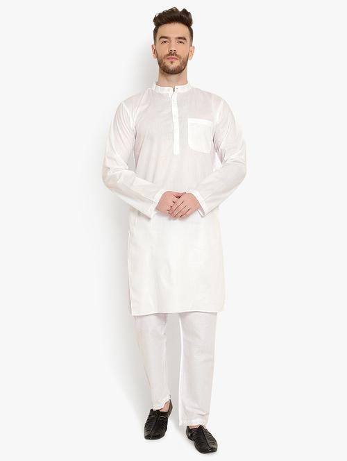 men solid long sleeves kurta pyjama set - 21537748 - Standard Image - 0