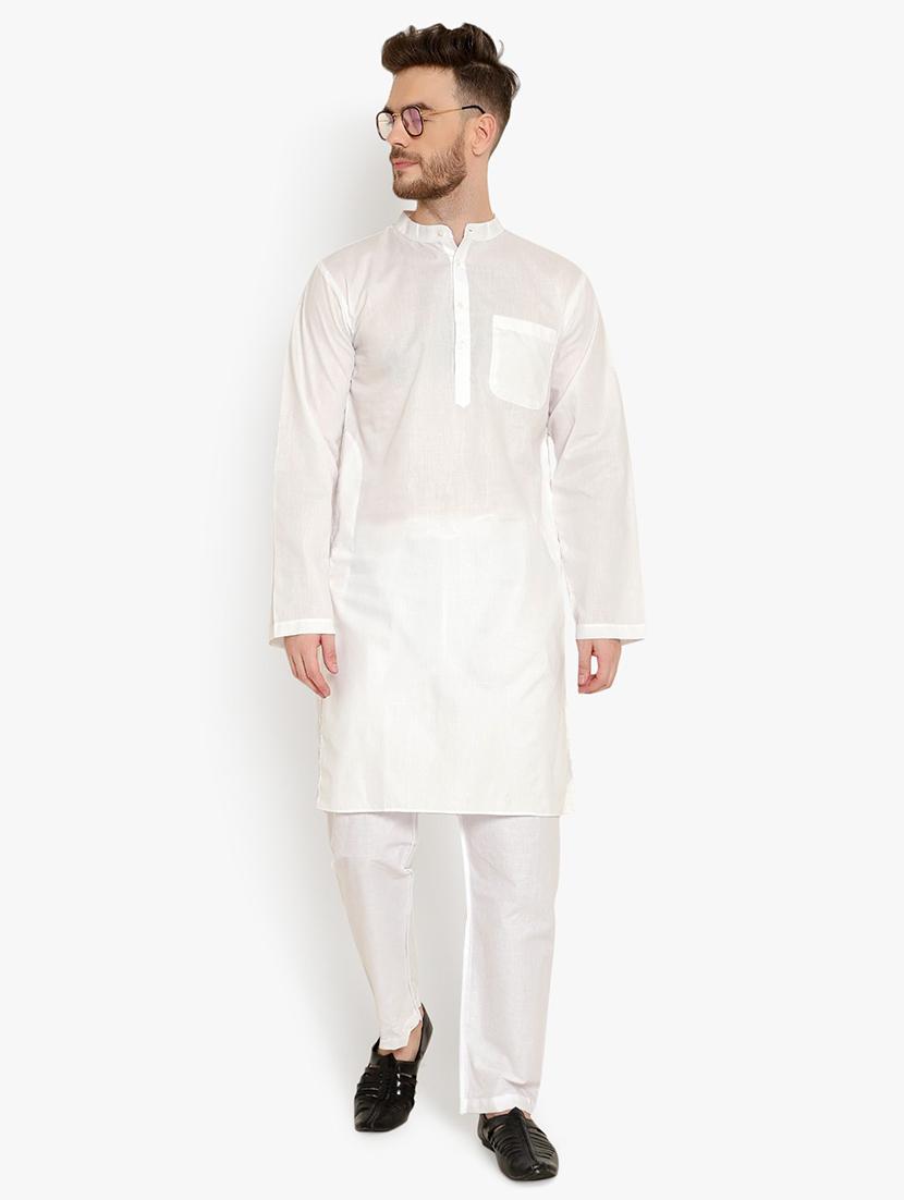 men solid long sleeves kurta pyjama set - 21537748 - Standard Image - 3