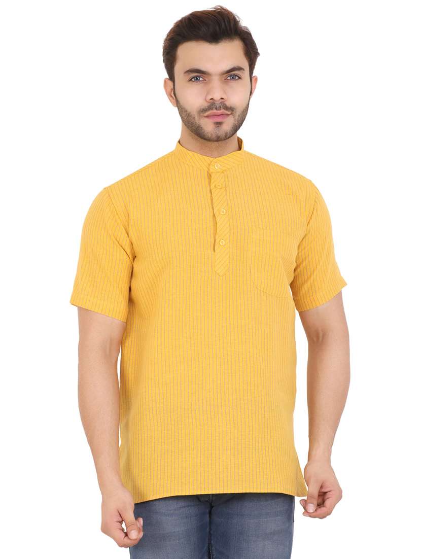 men striped mandarin neck short kurta 