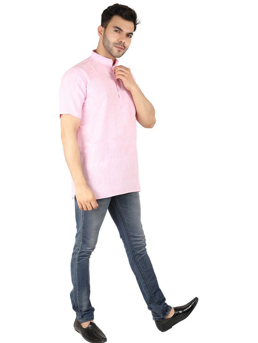 men self design mandarin neck short kurta  - 21537790 -  Standard Image - 3