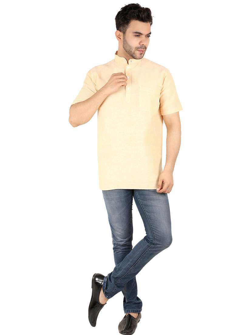 men solid mandarin neck short kurta  - 21537795 -  Standard Image - 3