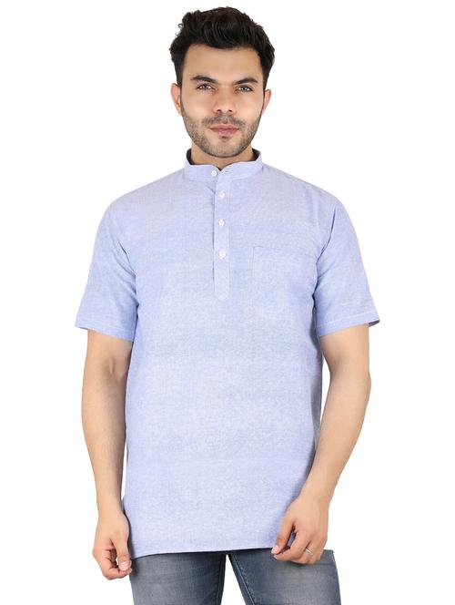 men solid mandarin neck short kurta - 21537802 - Standard Image - 0