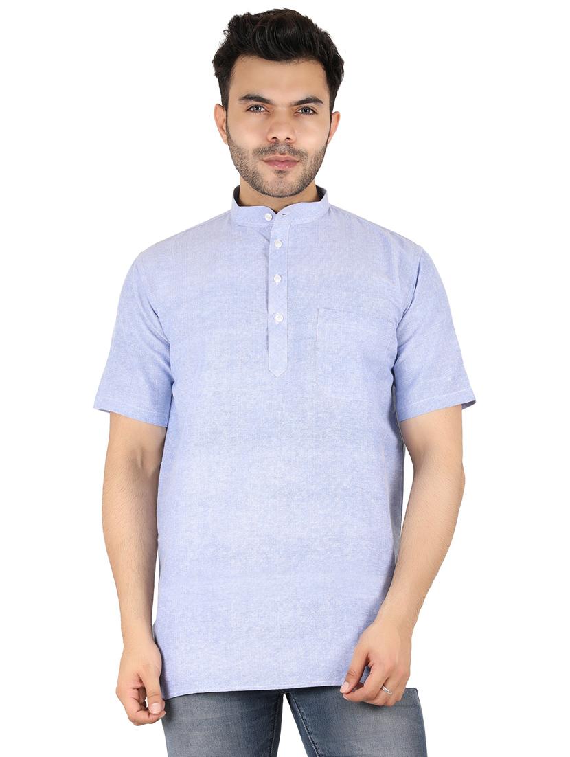 men solid mandarin neck short kurta - 21537802 - Zoom Image - 0
