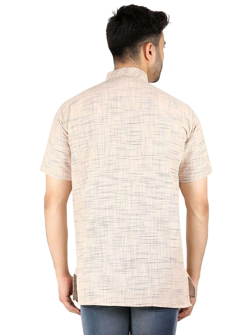 men self design mandarin neck short kurta  - 21537807 -  Standard Image - 3