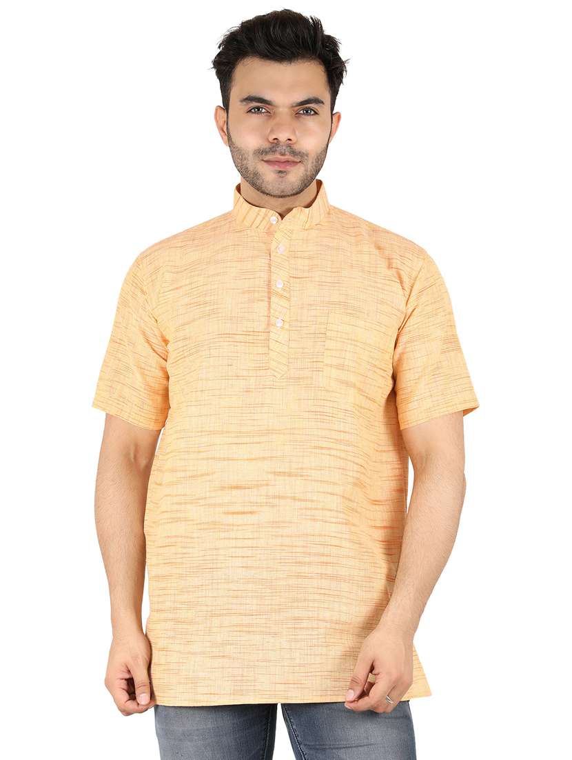 men self design mandarin neck short kurta 