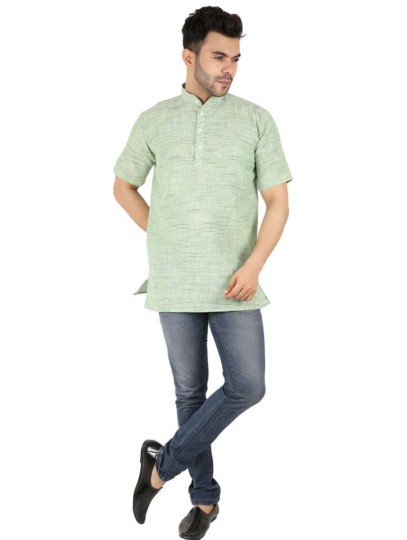men self design mandarin neck short kurta  - 21537811 -  Standard Image - 3