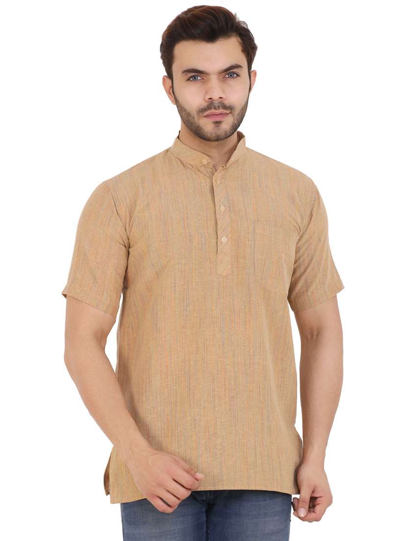 men self design mandarin neck short kurta 