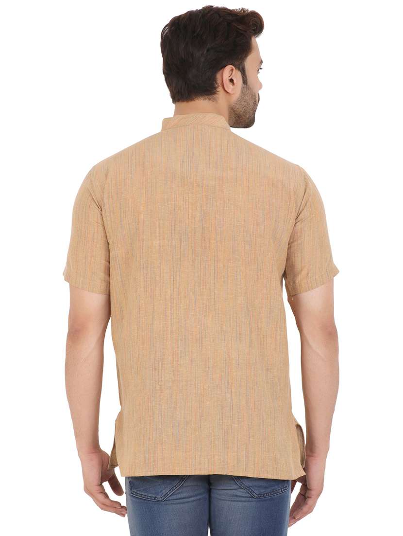 men self design mandarin neck short kurta  - 21537817 -  Standard Image - 3