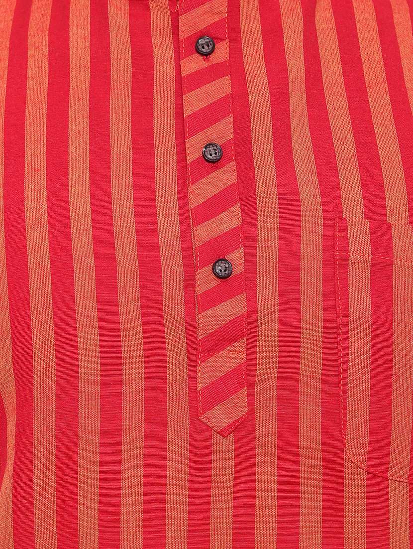 men striped mandarin neck short kurta - 21537822 - Standard Image - 3