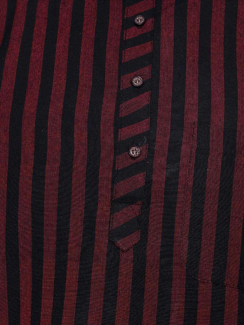 men striped mandarin neck short kurta  - 21537823 -  Standard Image - 3