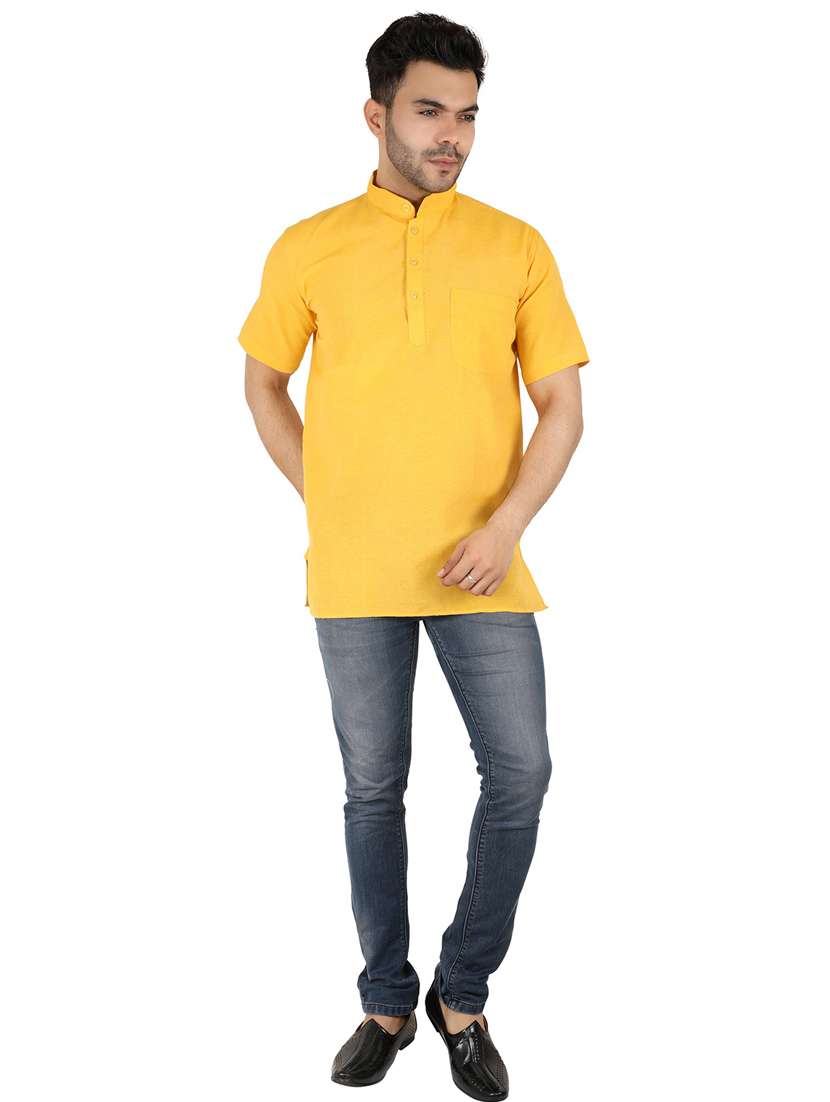 men solid mandarin neck short kurta  - 21537828 -  Standard Image - 3