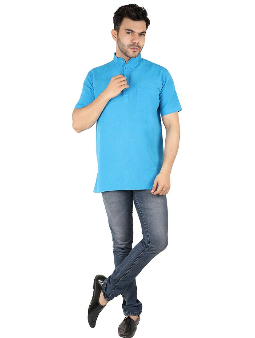 men solid mandarin neck short kurta  - 21537831 -  Standard Image - 3