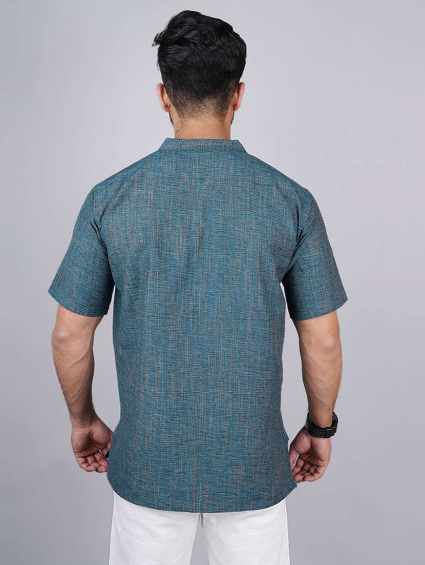 men self design mandarin neck short kurta  - 21537840 -  Standard Image - 3