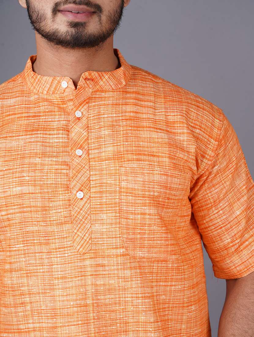 men self design mandarin neck short kurta  - 21537841 -  Standard Image - 3