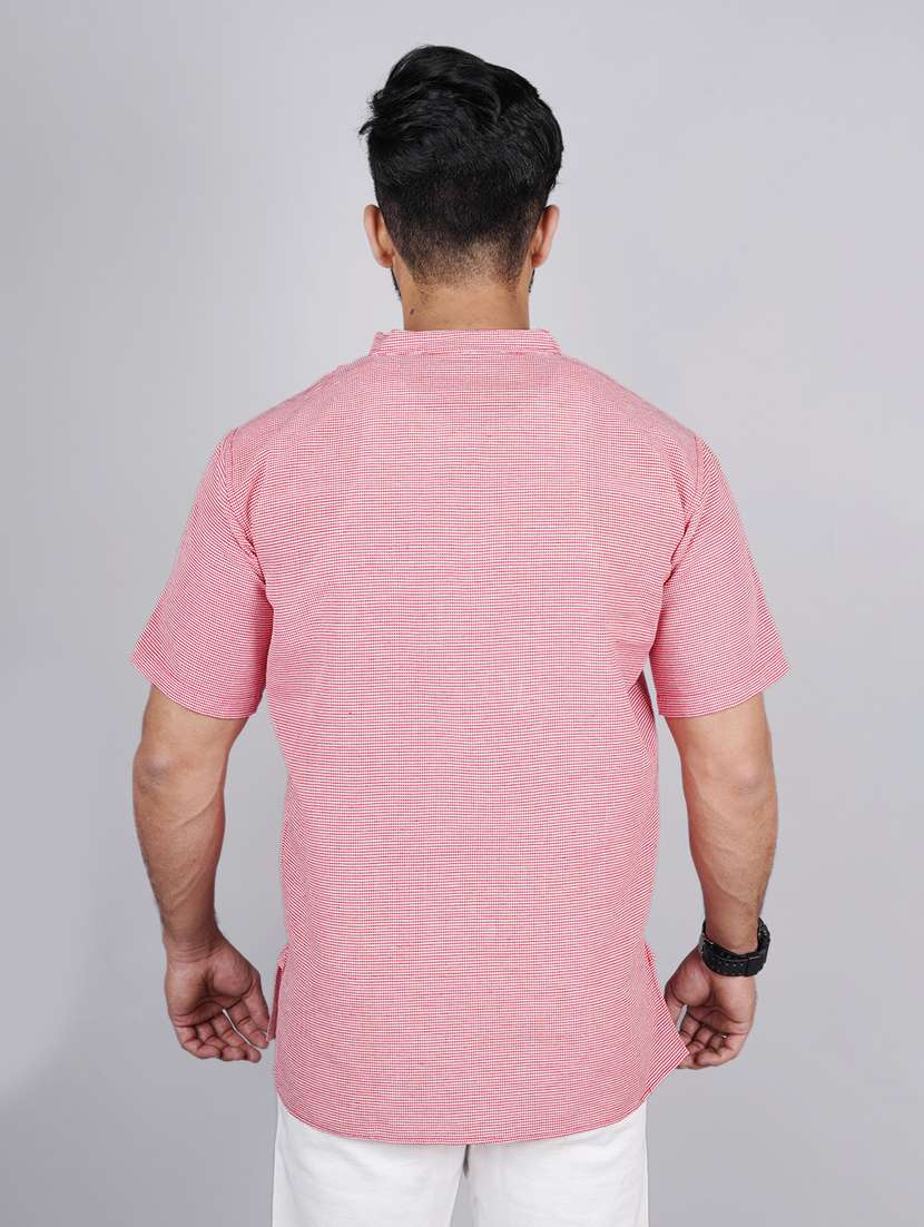 men self design mandarin neck short kurta  - 21537850 -  Standard Image - 3