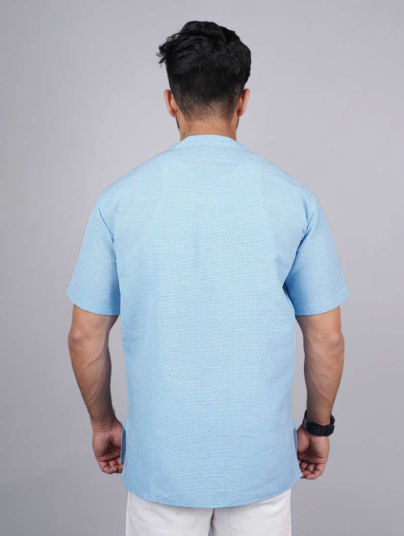 men solid mandarin neck short kurta  - 21537851 -  Standard Image - 3