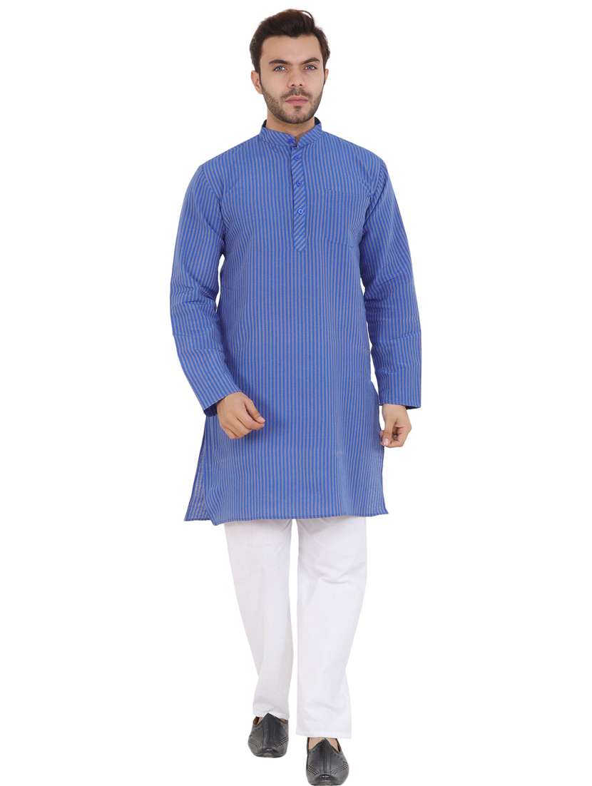 men striped mandarin neck long kurta  - 21537859 -  Standard Image - 3