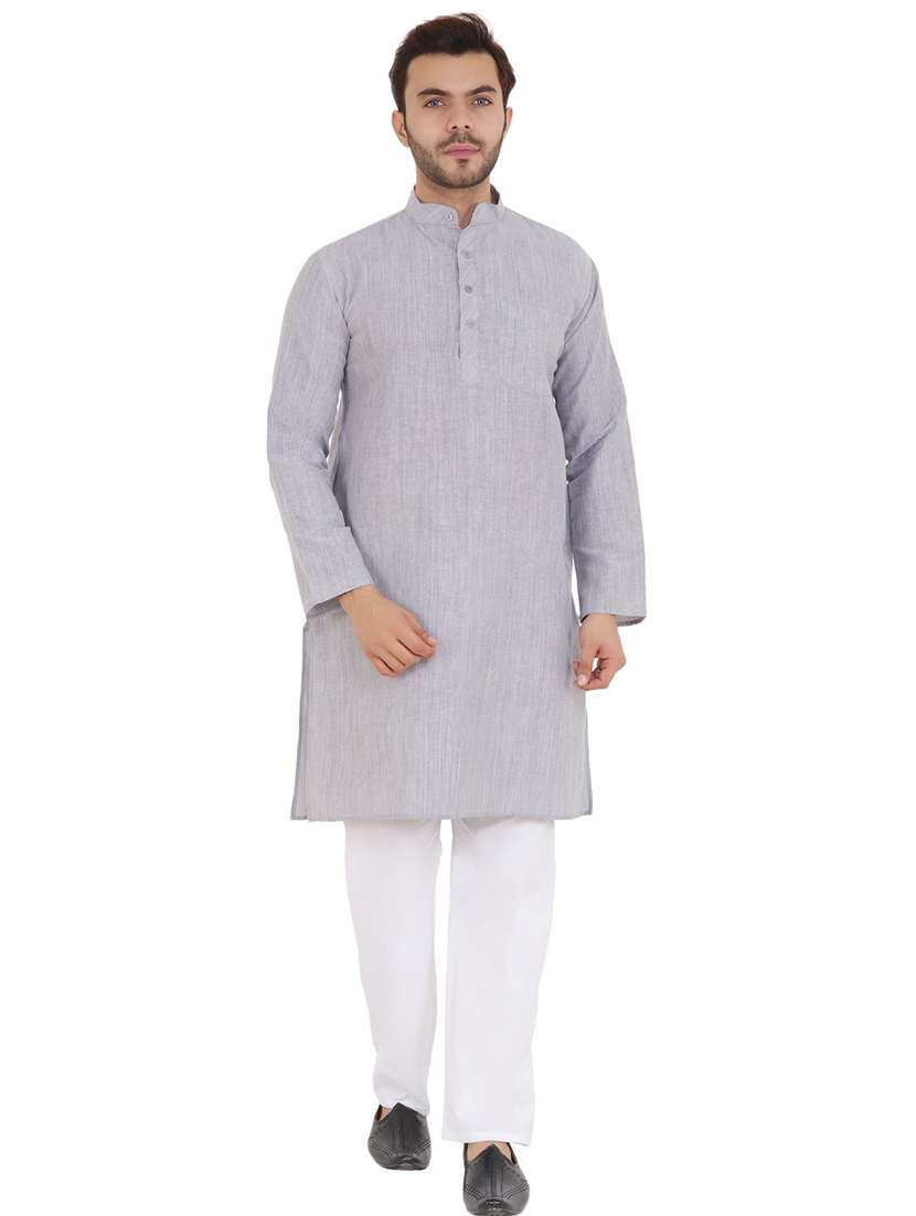 men self design mandarin neck long kurta  - 21537868 -  Standard Image - 3
