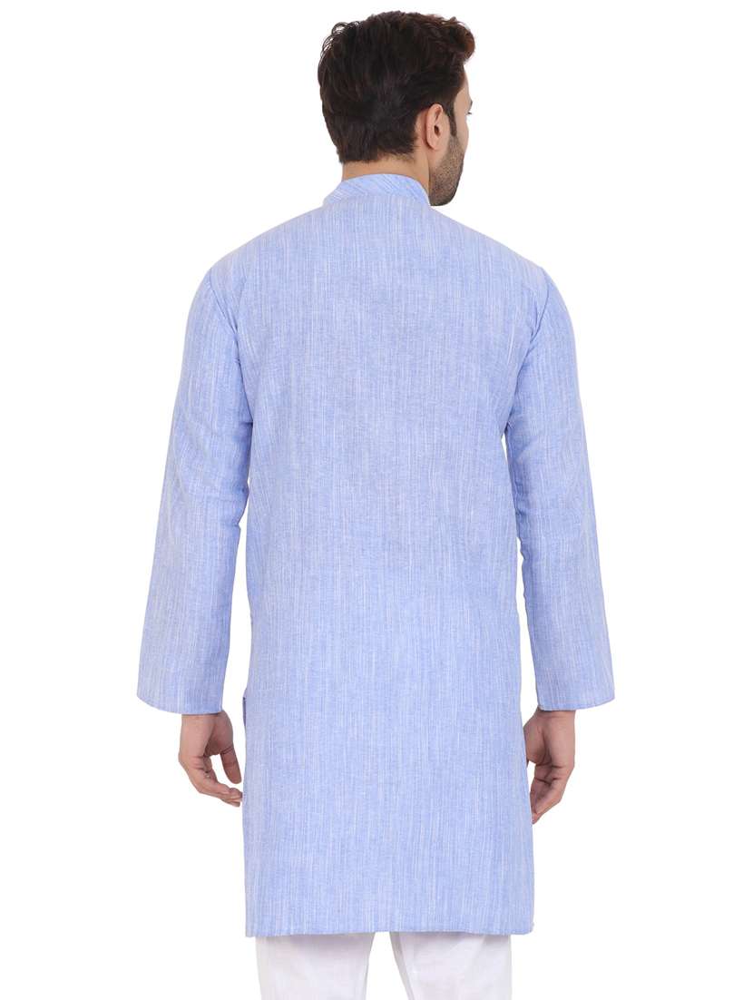 men solid mandarin neck long kurta - 21537870 -  Standard Image - 3