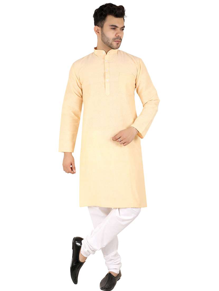 men solid mandarin neck long kurta - 21537877 -  Standard Image - 3