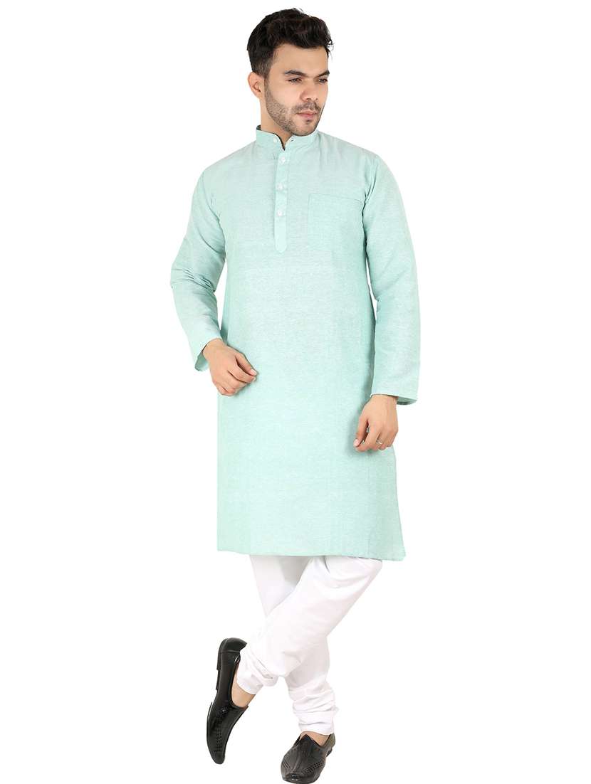 men solid mandarin neck long kurta - 21537880 -  Standard Image - 3