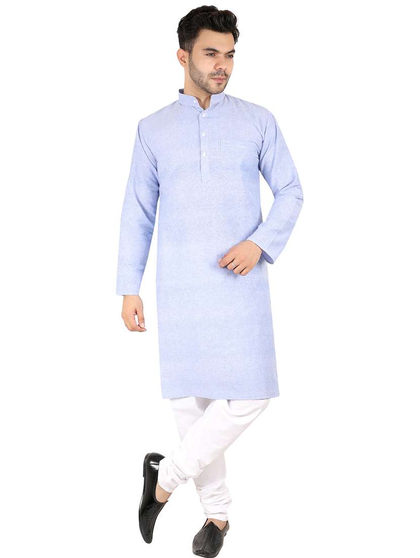 men solid mandarin neck long kurta - 21537881 -  Standard Image - 3