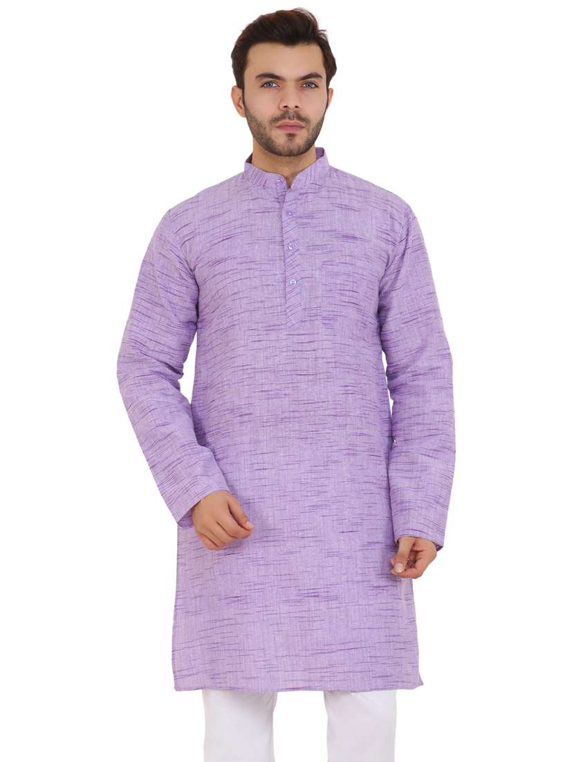 men solid mandarin neck long kurta
