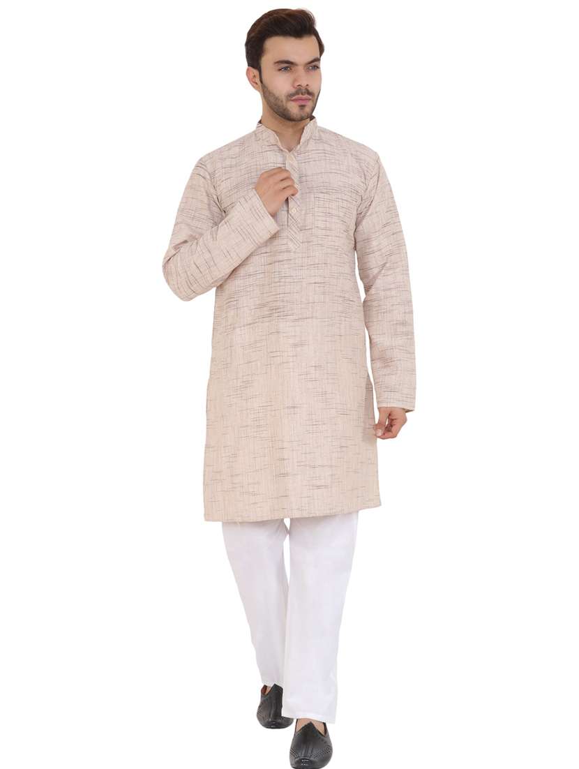 men solid mandarin neck long kurta - 21537885 -  Standard Image - 3