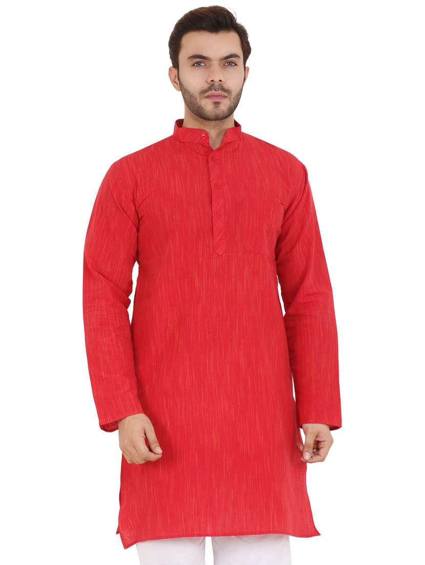 men solid mandarin neck long kurta - 21537894 - Zoom Image - 0