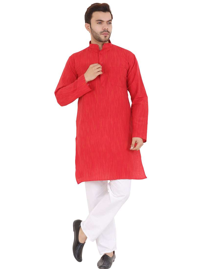 men solid mandarin neck long kurta - 21537894 - Standard Image - 3