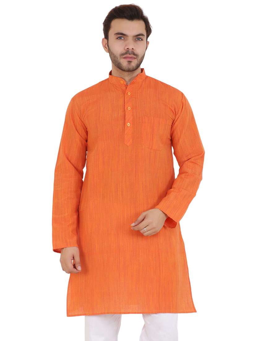 men solid mandarin neck long kurta