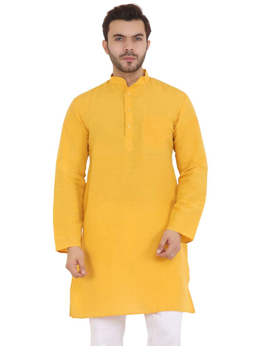 men solid mandarin neck long kurta