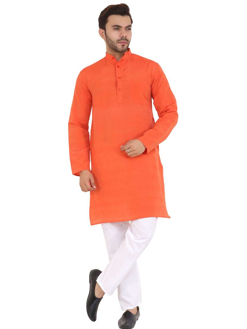 men solid mandarin neck long kurta - 21537910 -  Standard Image - 3