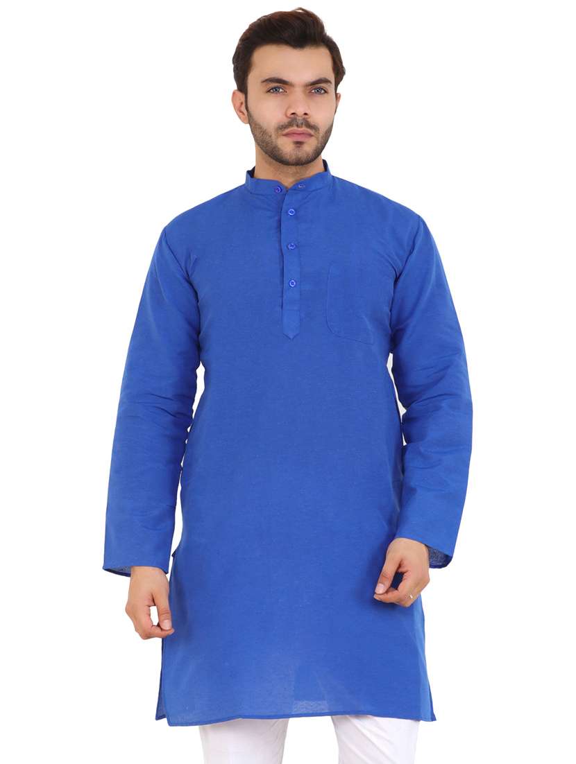 men solid mandarin neck long kurta
