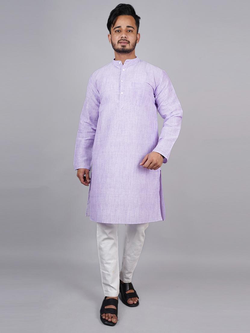 men solid mandarin neck long kurta - 21537914 - Zoom Image - 0