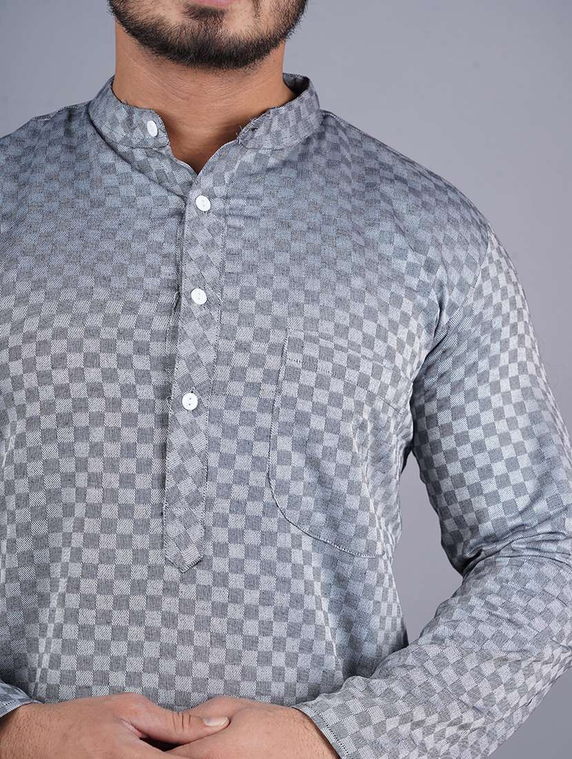 men printed mandarin neck long kurta - 21537923 -  Standard Image - 3