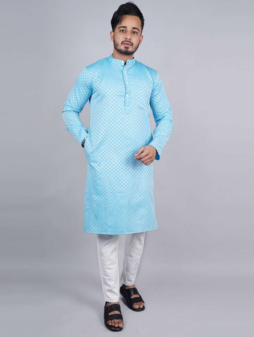 men self design long sleeves kurta