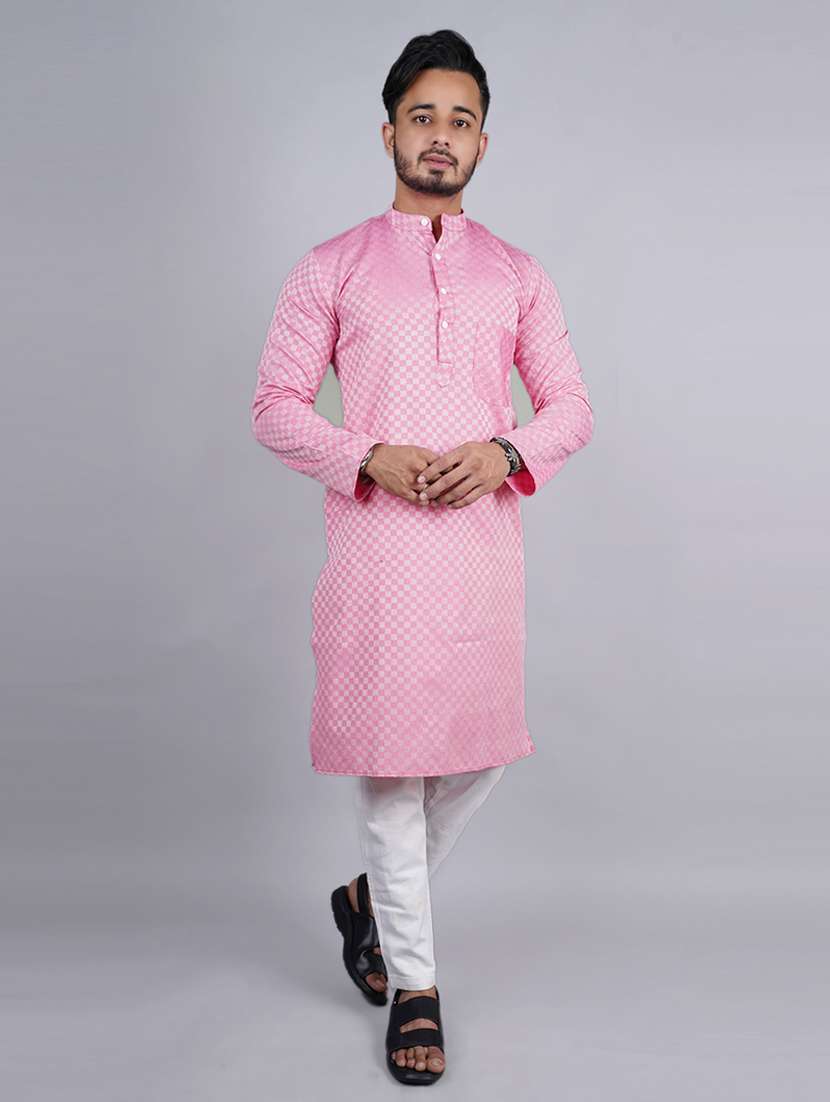 men self design long sleeves kurta