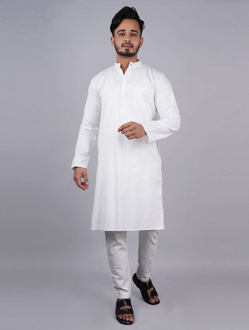 men self design long sleeves kurta
