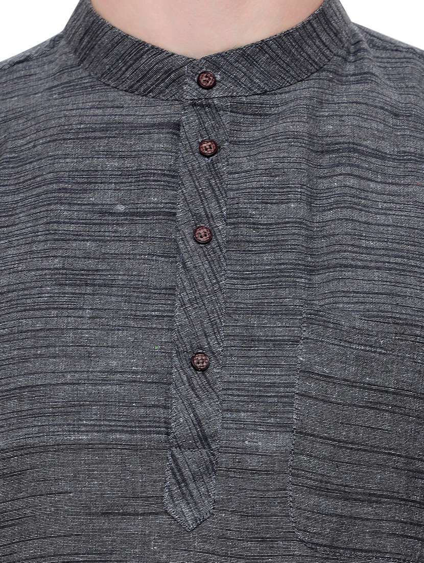 men self design mandarin neck short sleeve short kurta - 21537932 - Standard Image - 3