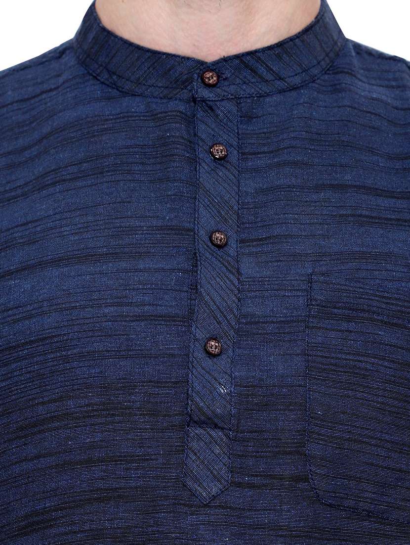 men self design mandarin neck short sleeve short kurta - 21537934 -  Standard Image - 3