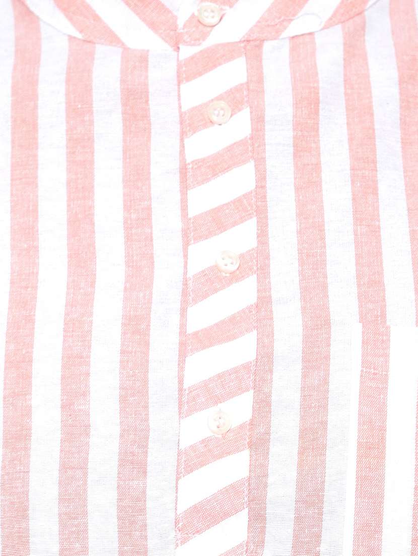 men striped mandarin neck short sleeve short kurta - 21537941 -  Standard Image - 3