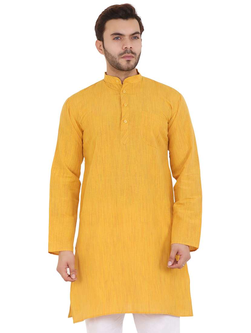 men solid mandarin neck long kurta