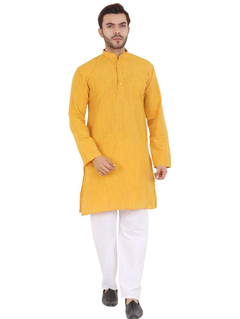men solid mandarin neck long kurta - 21537945 -  Standard Image - 3