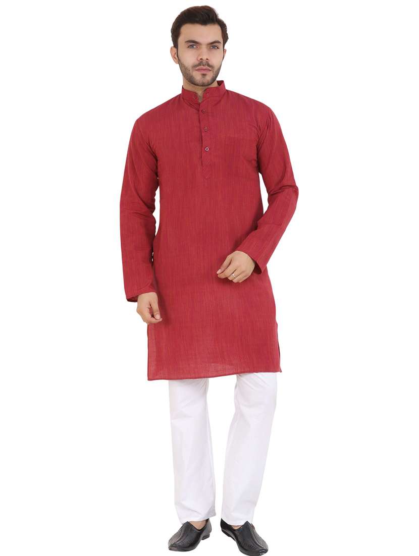 men self design mandarin neck long kurta - 21537948 -  Standard Image - 3