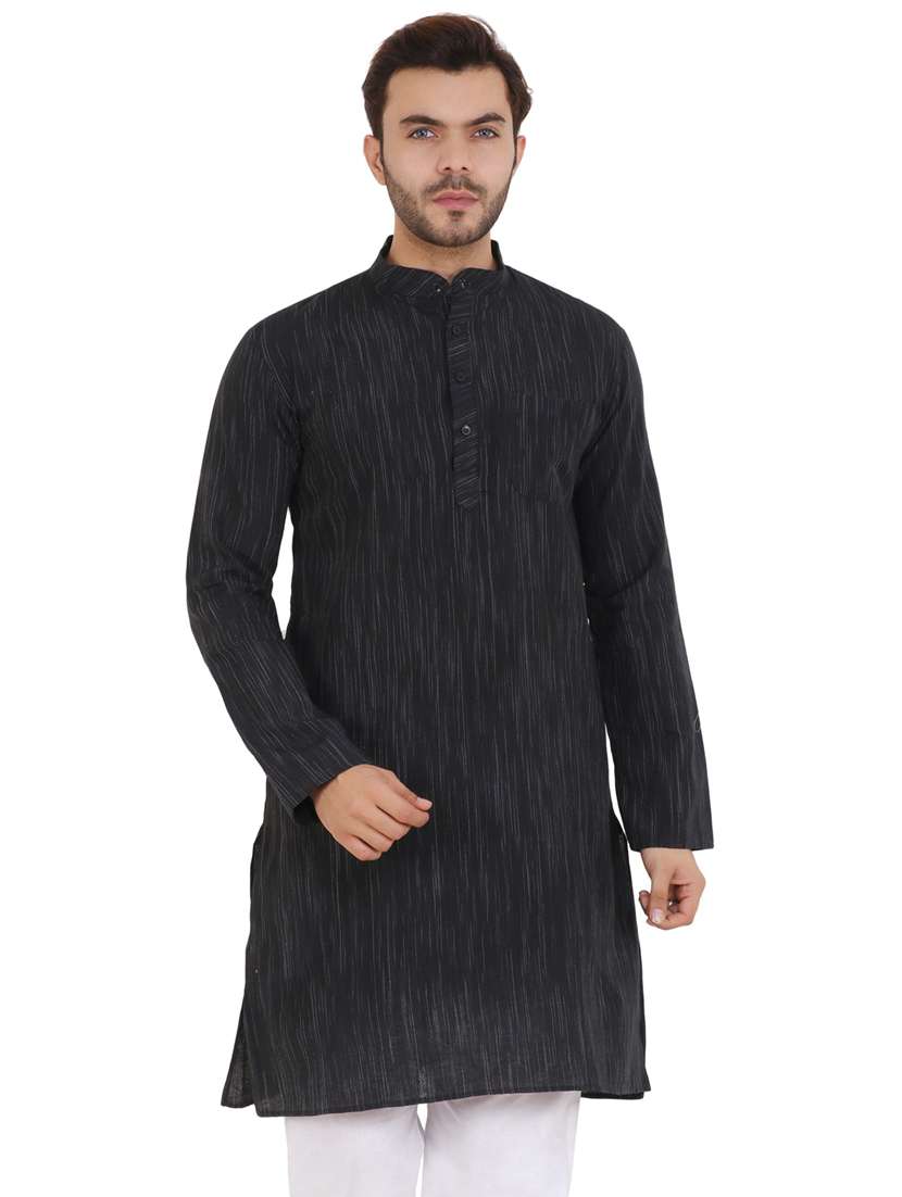 men self design mandarin neck long kurta