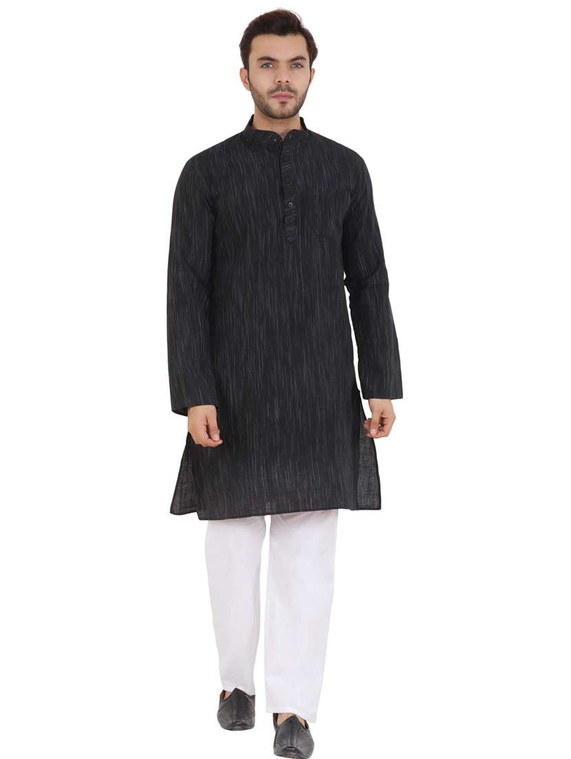 men self design mandarin neck long kurta - 21537950 -  Standard Image - 3